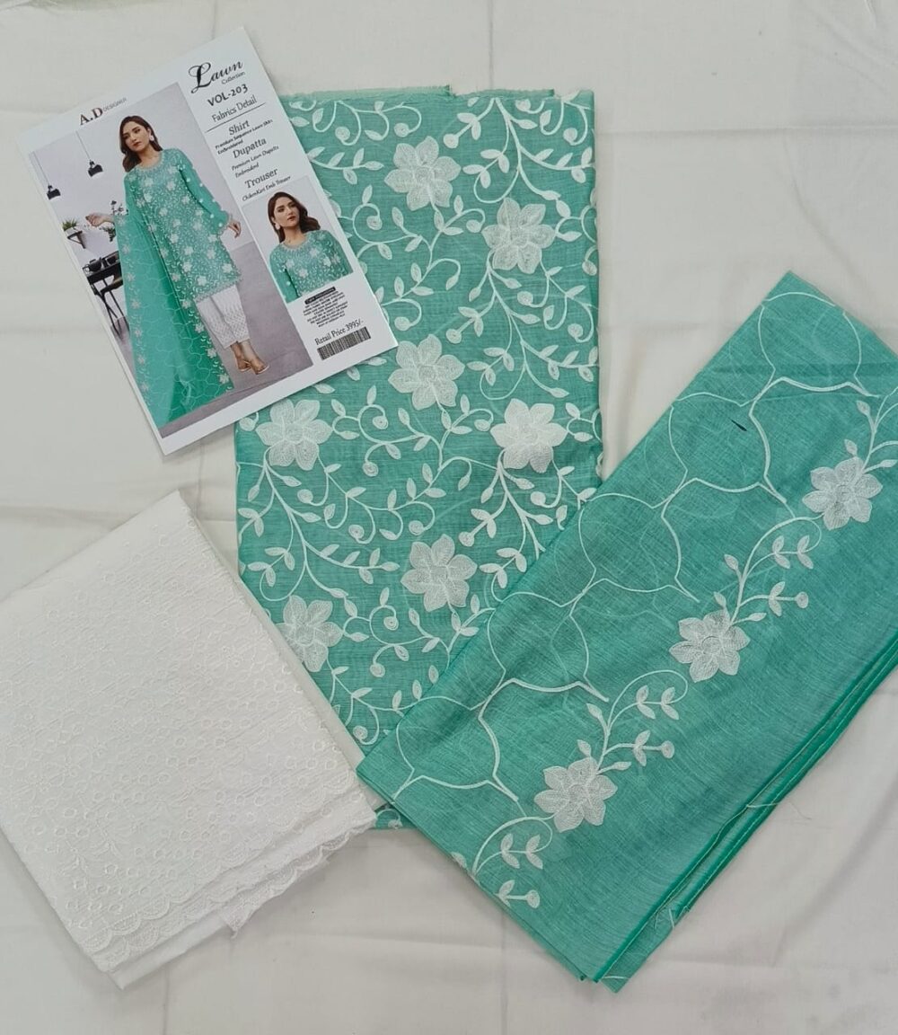 Fancy Thread Embroidered lawn